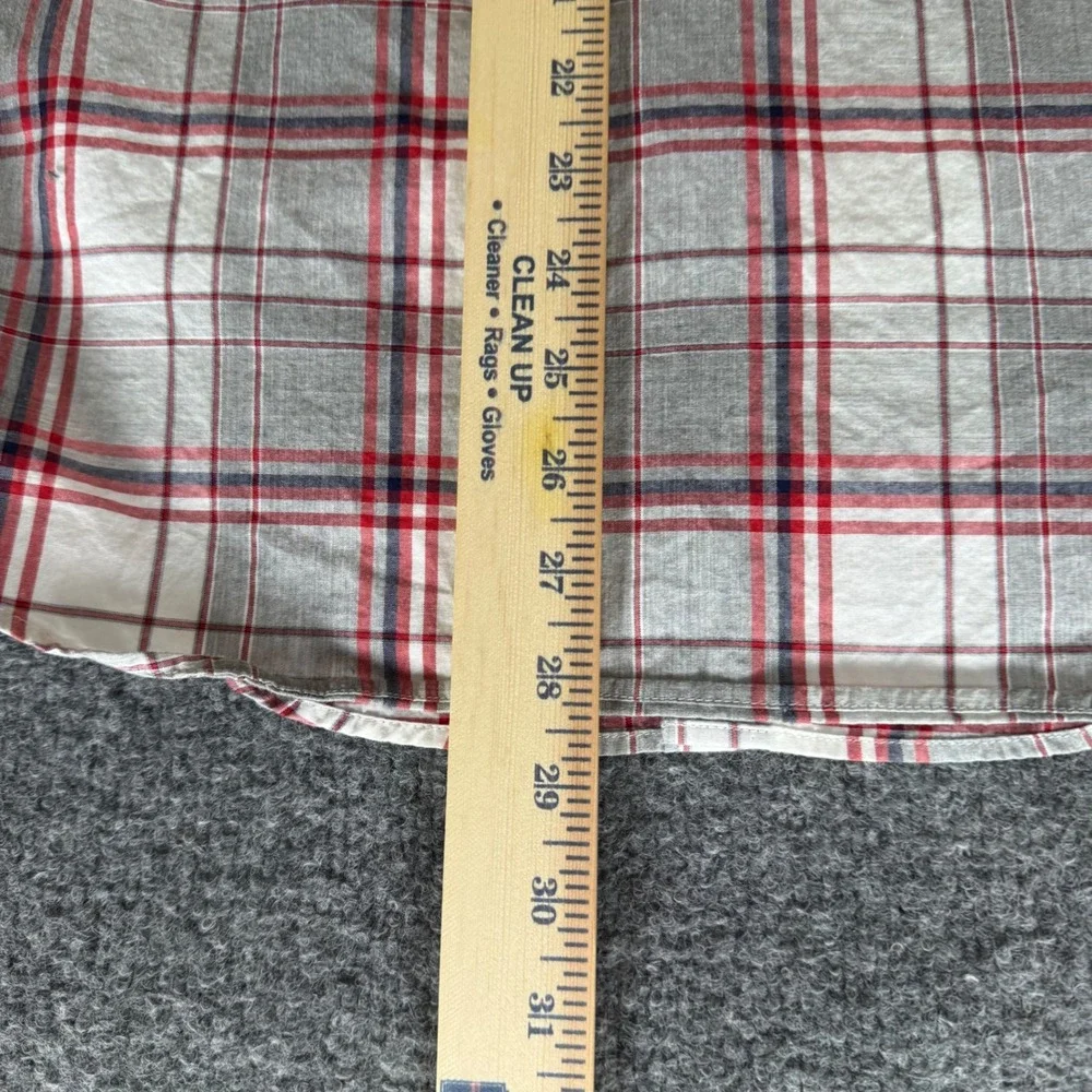 J.Crew Shirt Mens Small Gray Red Plaid Slim Fit Stretch‎ Button Down Long Sleeve